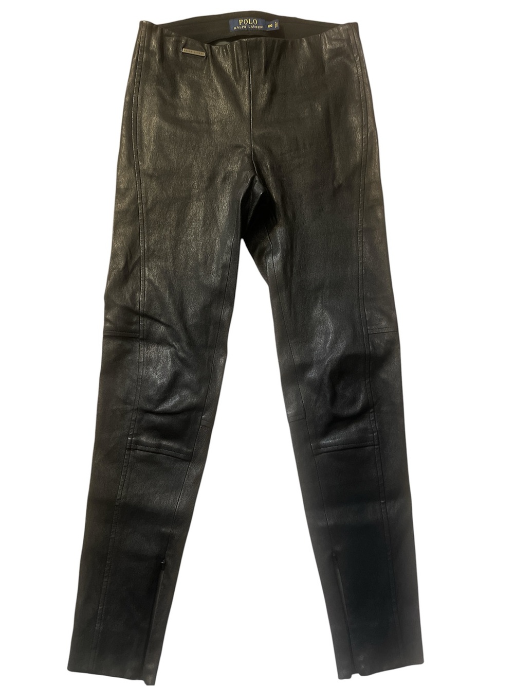 Polo Ralph Lauren Women's Black Lamb Leather Skinny Pants XS 28"Inseam